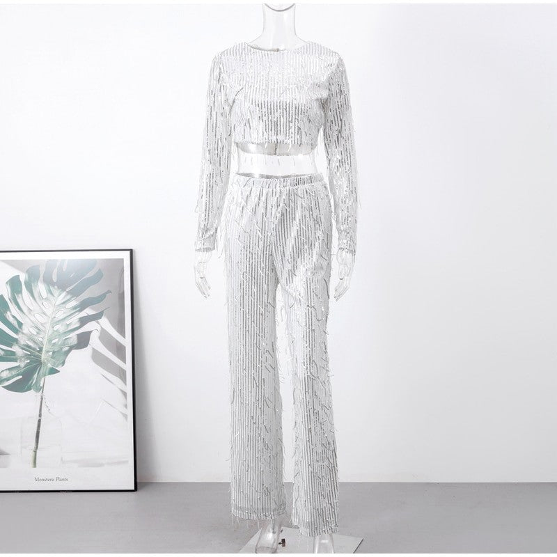 Completo frangette sequined