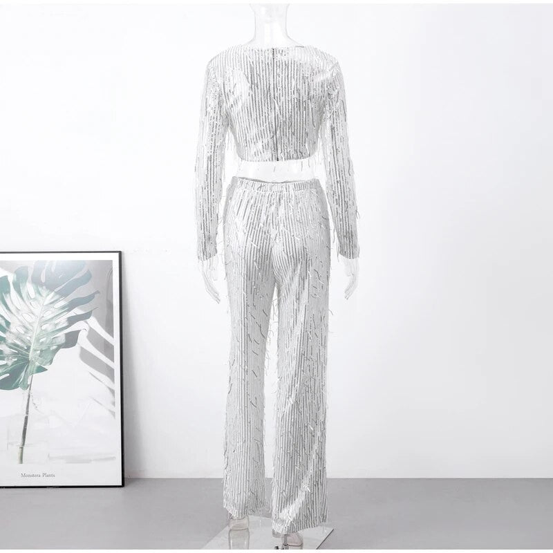 Completo frangette sequined