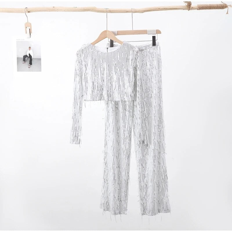 Completo frangette sequined