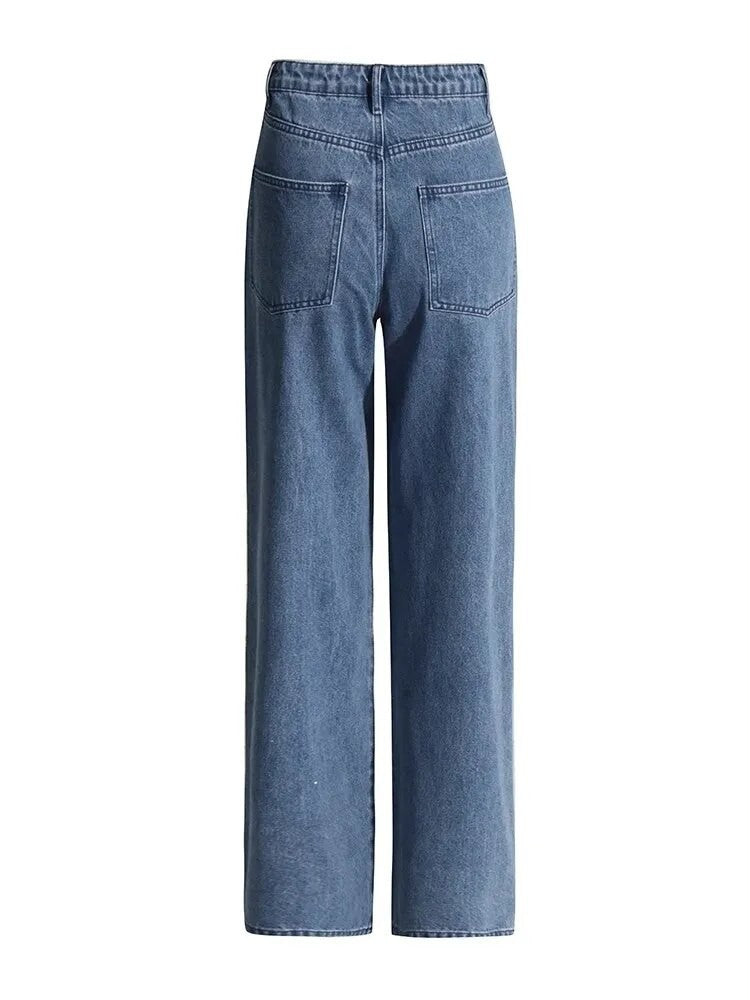 Jeans fullleg half strass