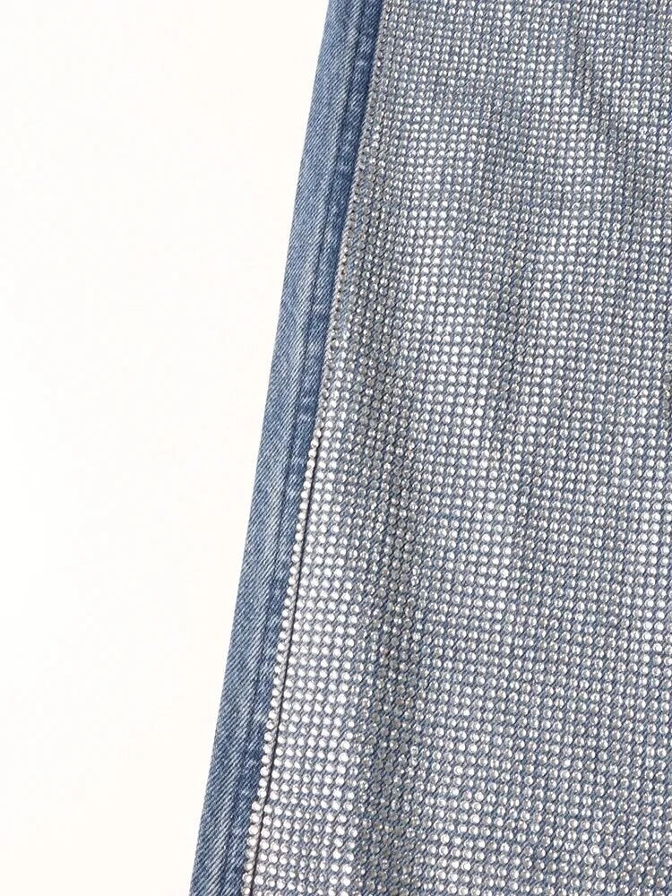 Jeans fullleg half strass