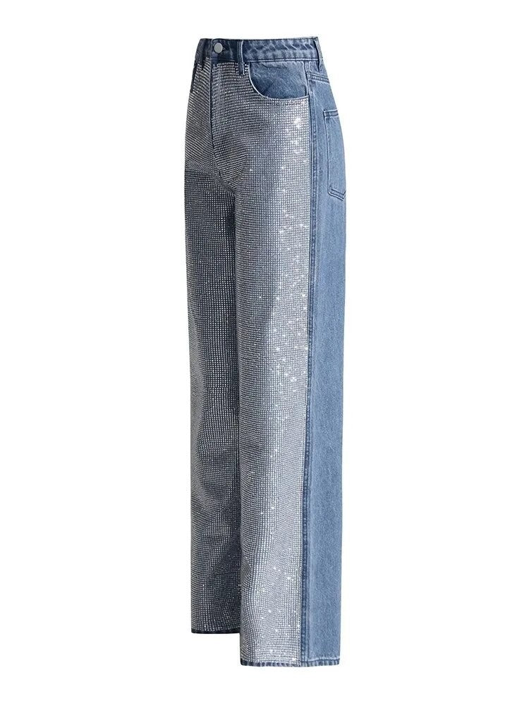 Jeans fullleg half strass