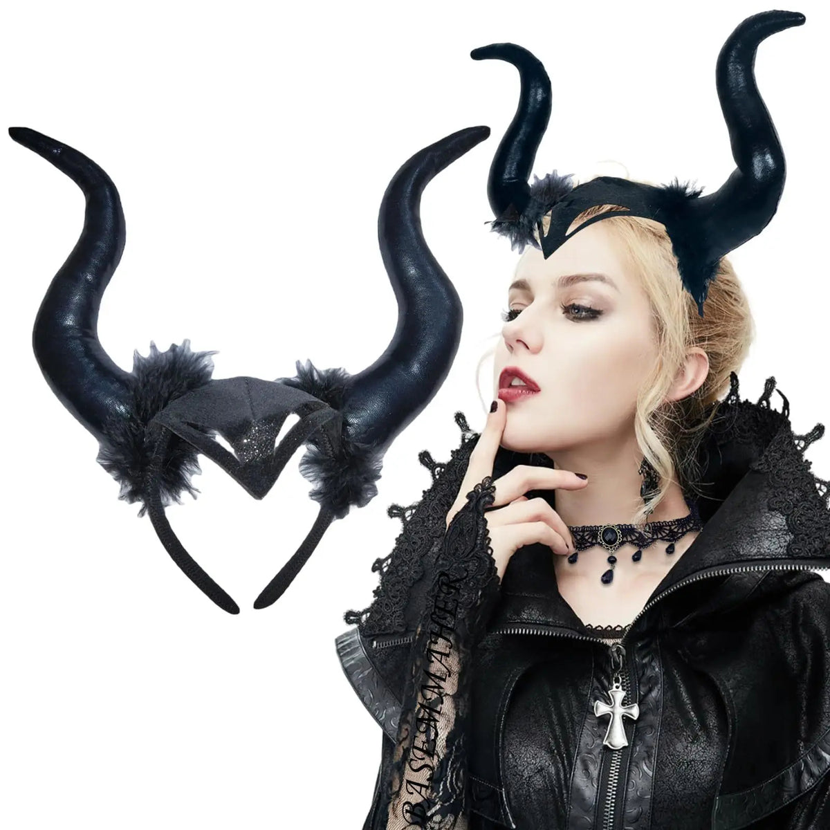 Cerchietto corna da demone 
Accessorio costume strega regina