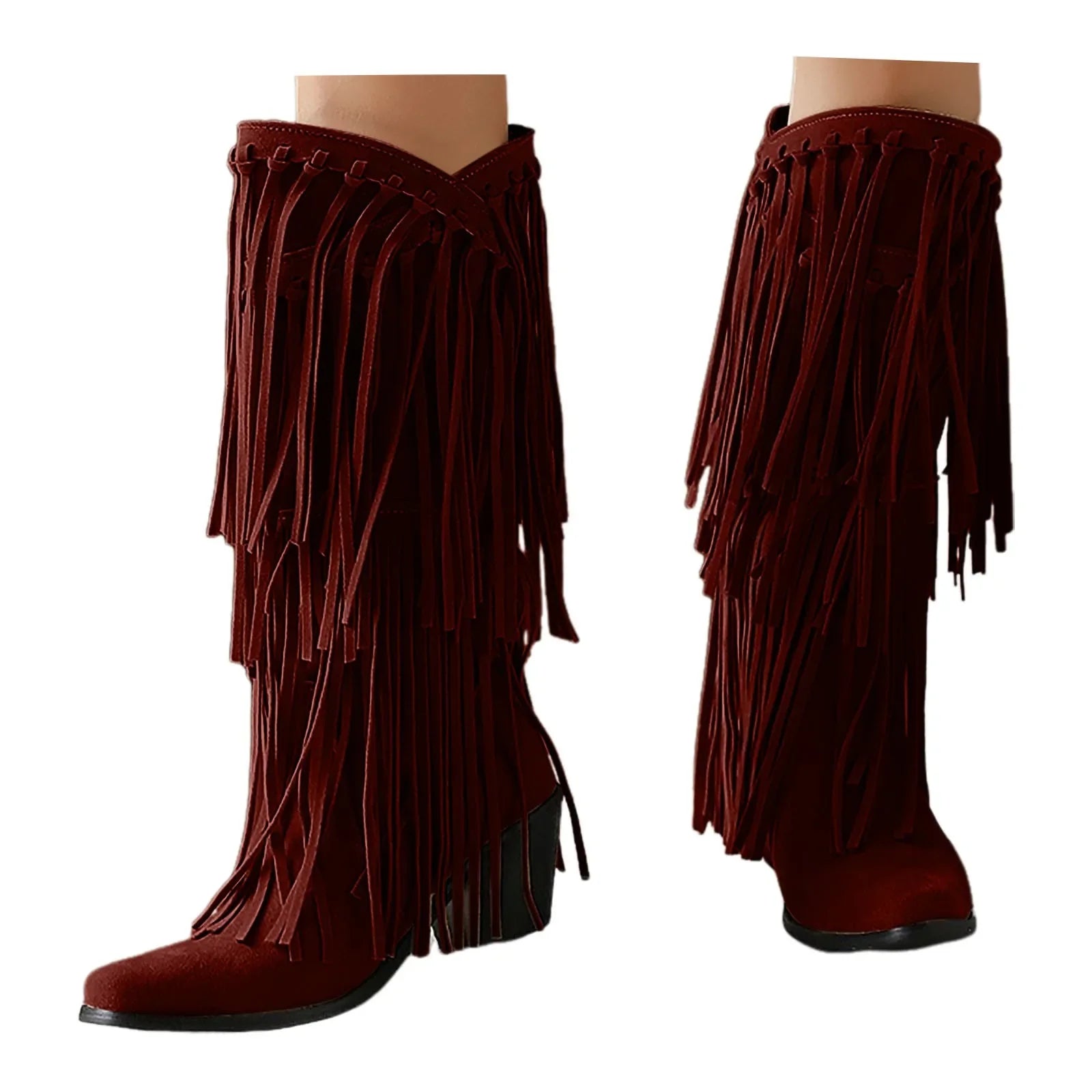 Stivali Texani Dakar con frange — Rosso | Dream Shop