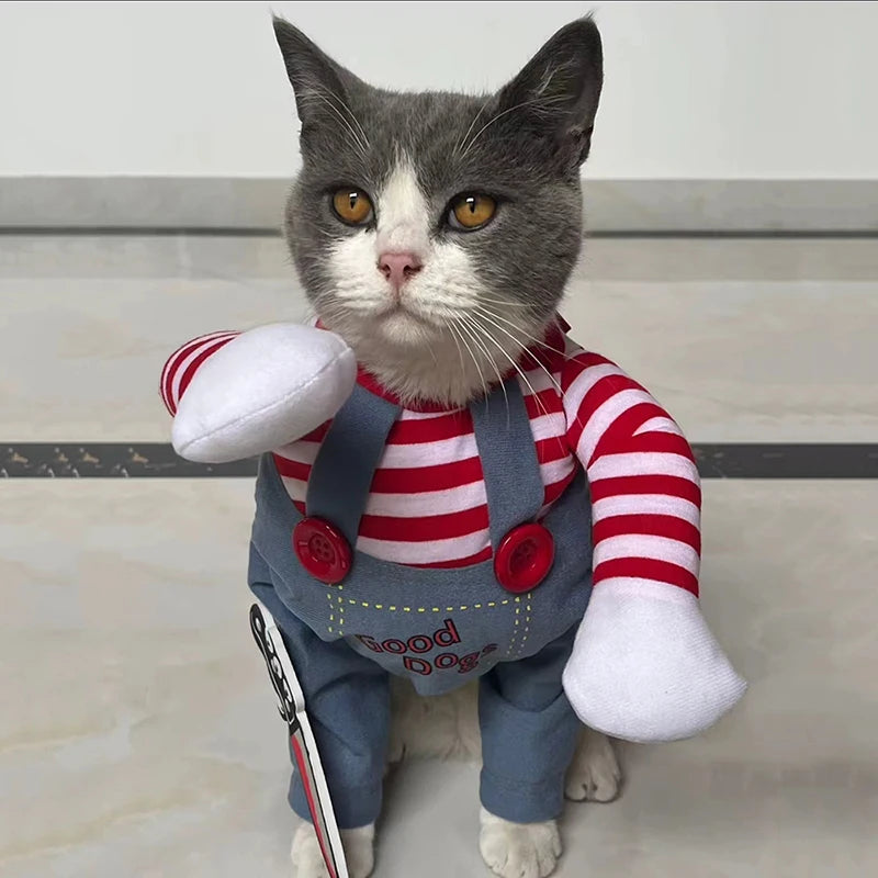 Costume gatto Halloween maglia a righe e braccio imbottito su gatto — Dream Shop