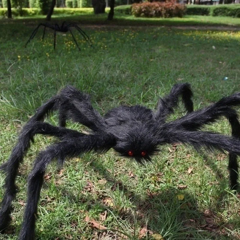 Ragno gigante peloso Halloween 
Decoro casa stregata occhi rossi