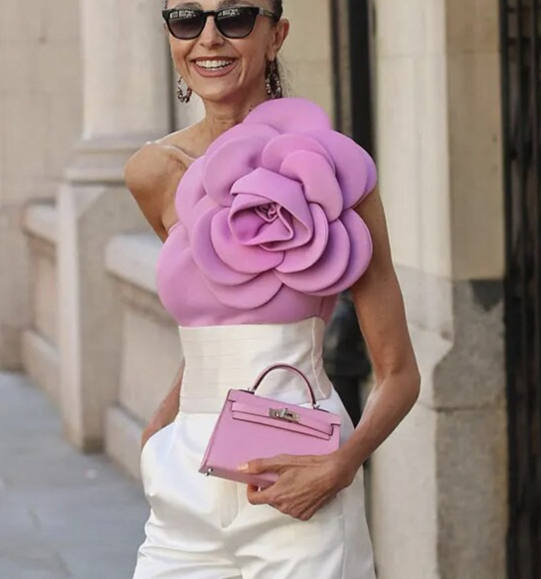 Top super fiore spalla