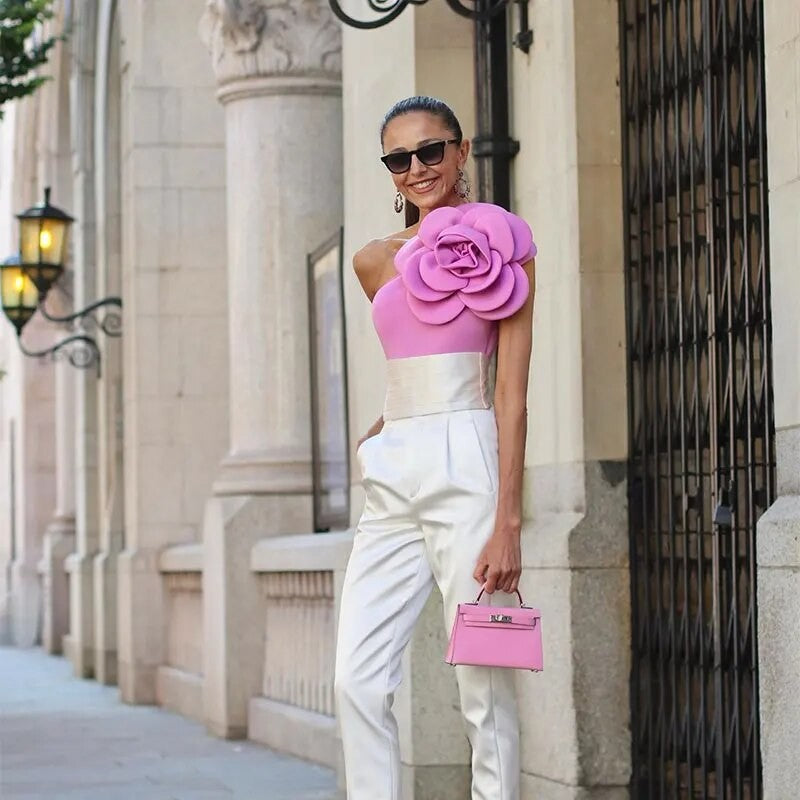 Top super fiore spalla