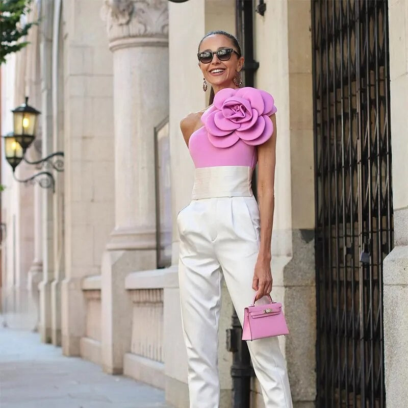 Top super fiore spalla