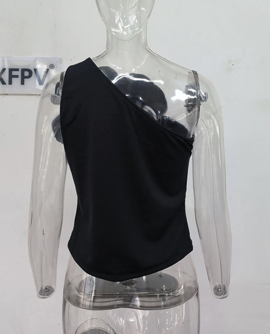 Top super fiore spalla