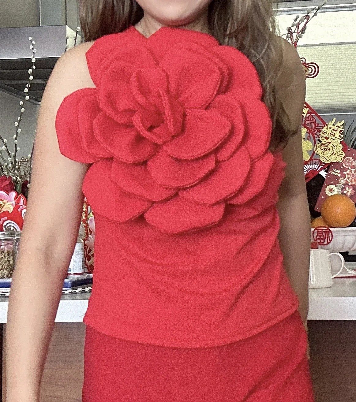 Top super fiore spalla