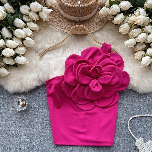 Top super fiore spalla