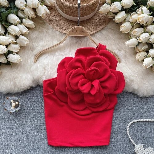 Top super fiore spalla