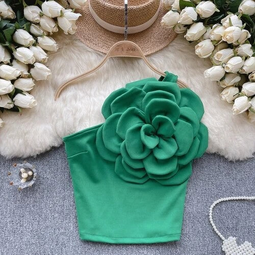 Top super fiore spalla