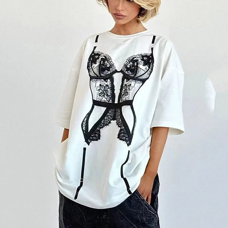 T-shirt Lingerie body giarrettiera