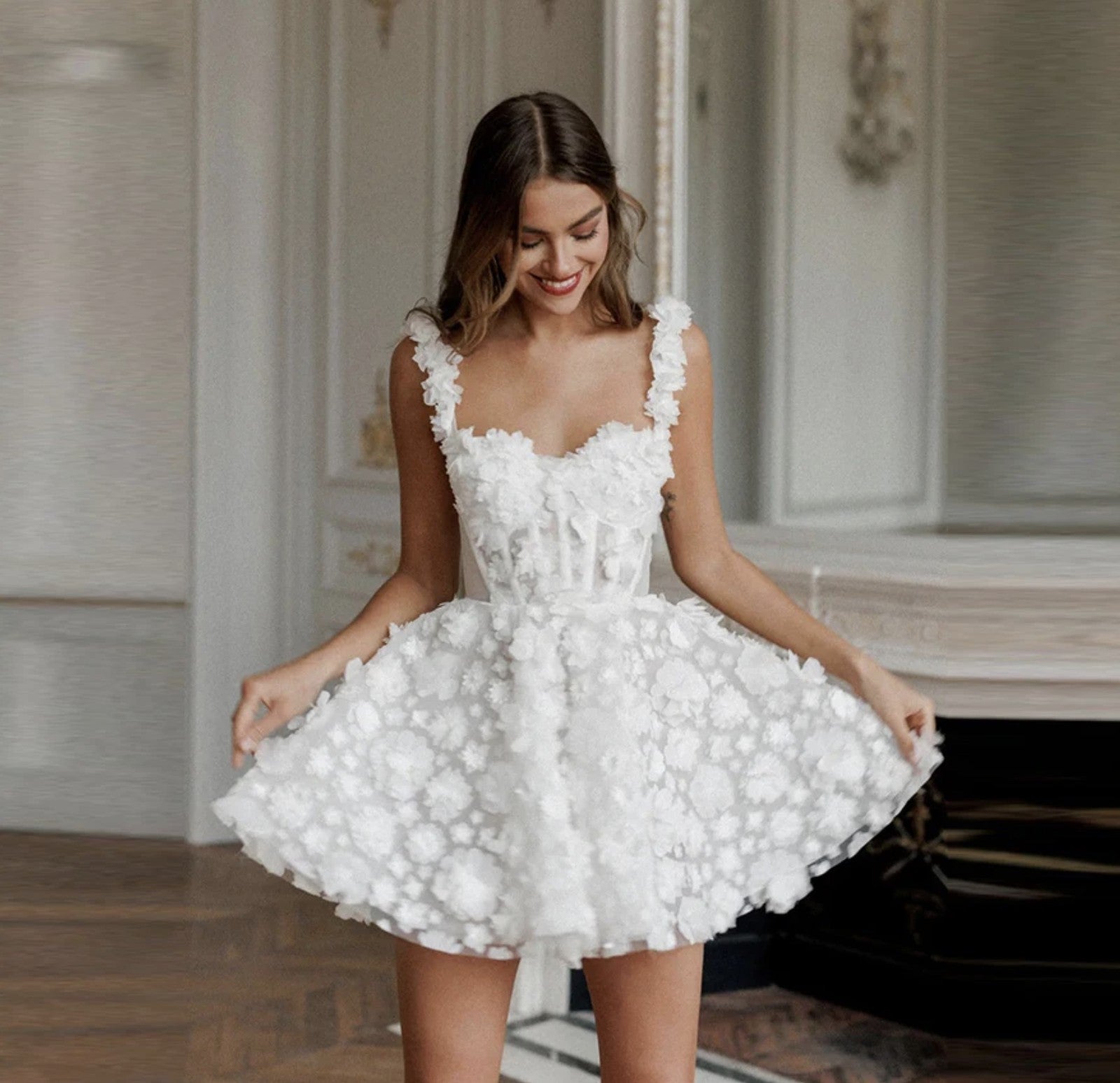 Minidress sposa whiteroses
