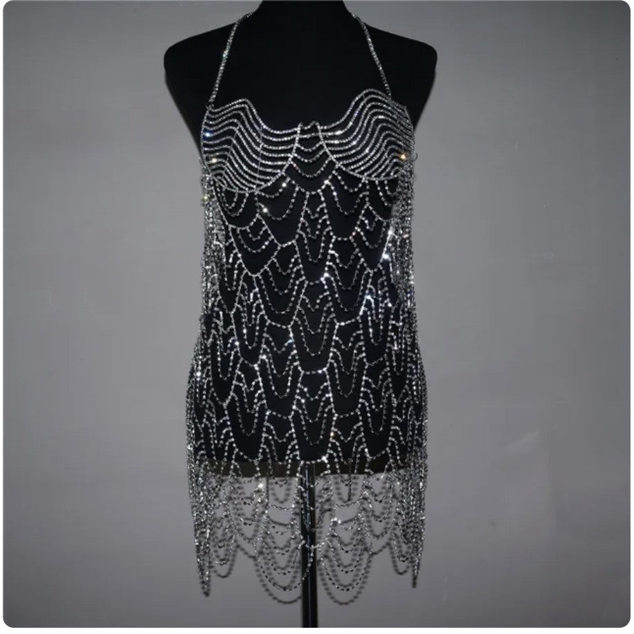 Minidress strass Coachella Waves