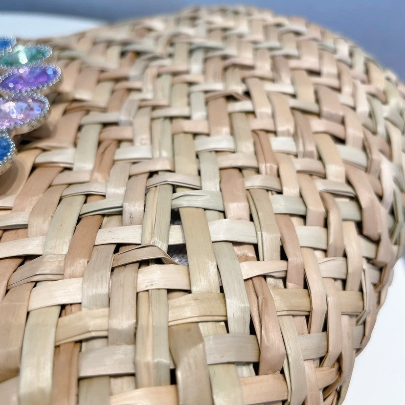 Borsa paglia manico strass cuore