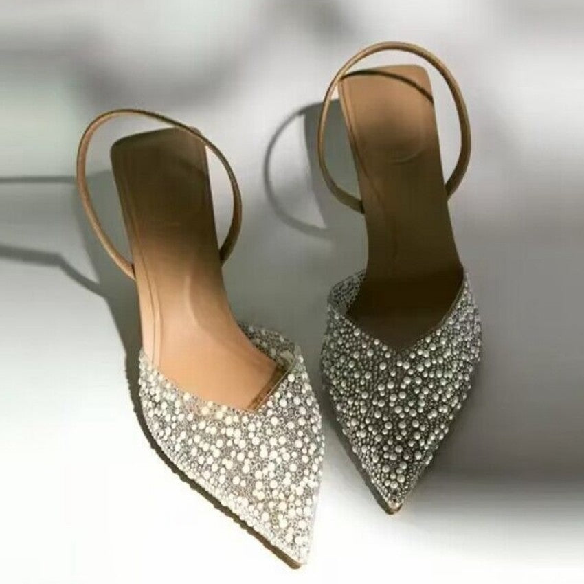 Tacchi decoltè elegant nude strass