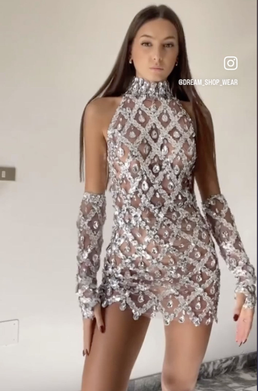 Nude diamond luxury dress