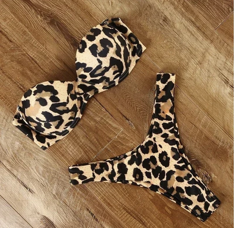 Bikini fascia pushup leopardato
