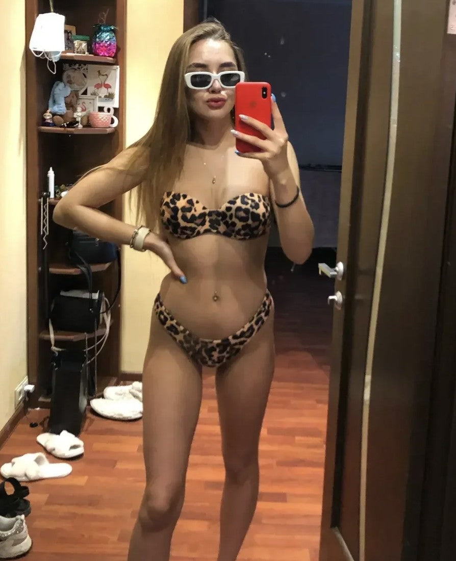 Bikini fascia pushup leopardato