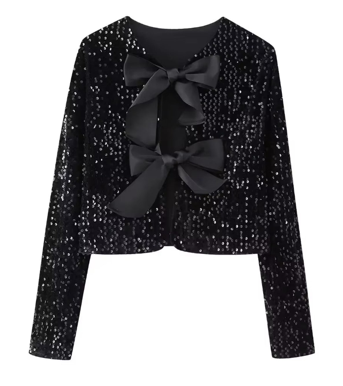 Holiday bow sequinbolero