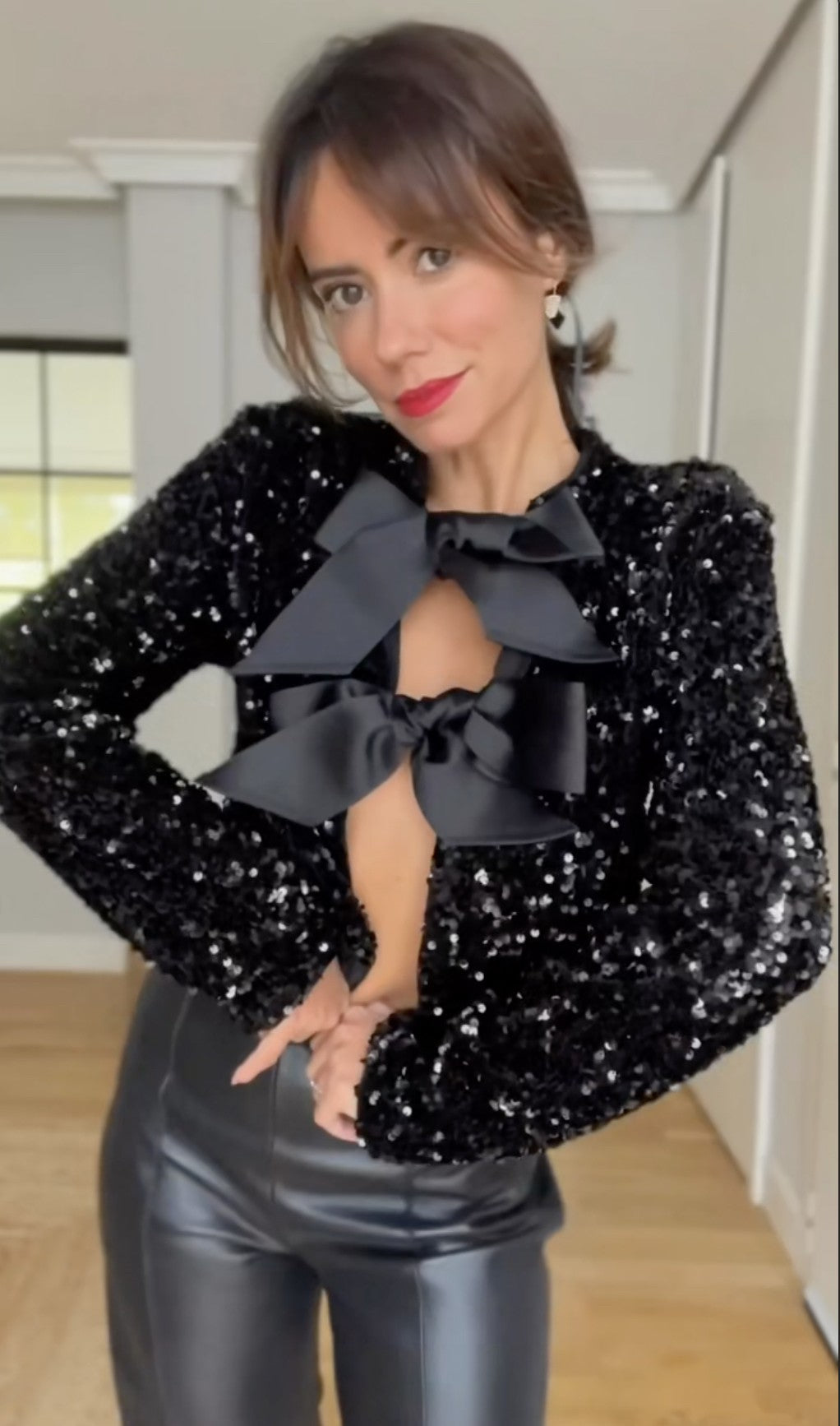 Holiday bow sequinbolero