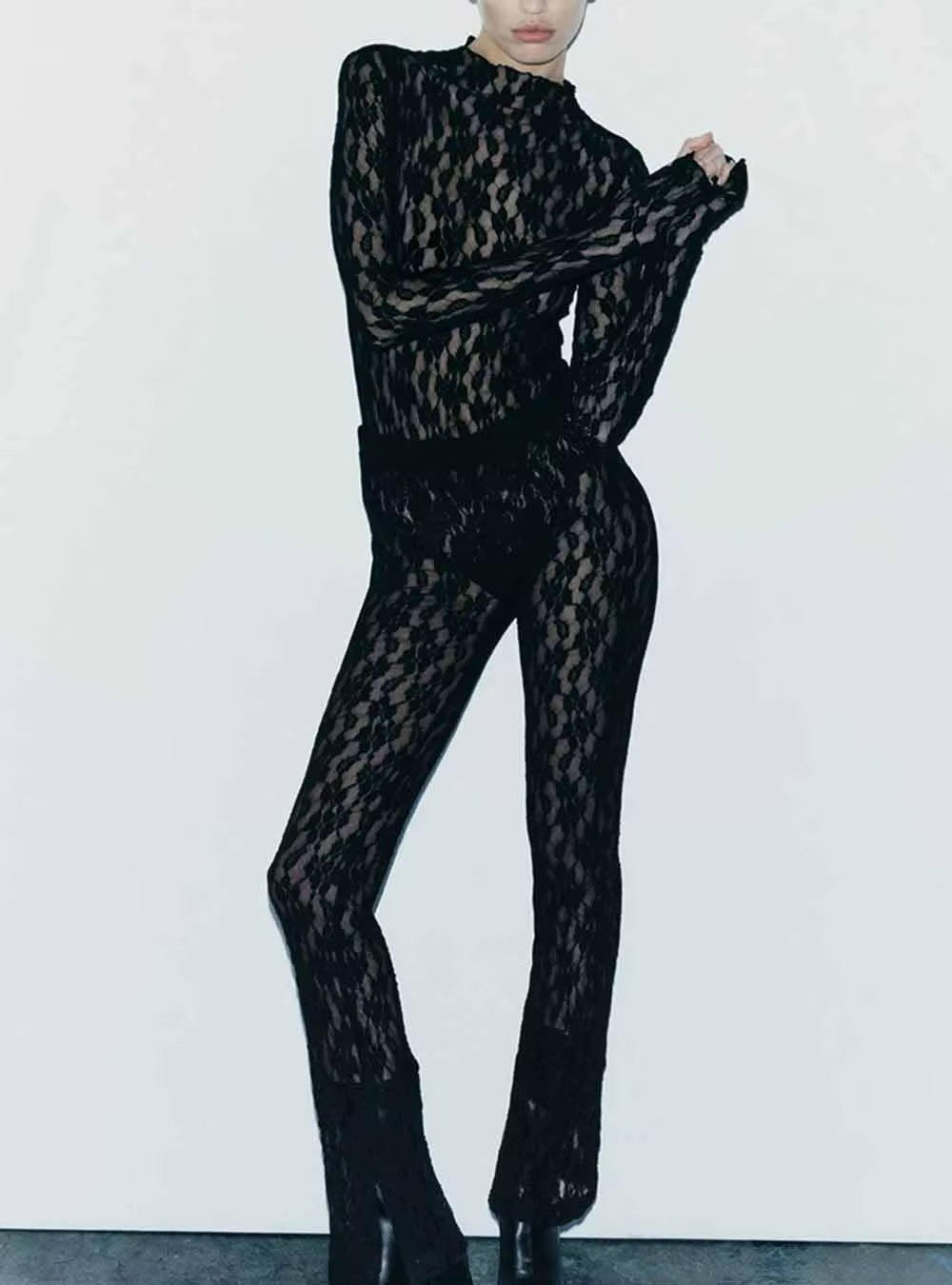 Completo pizzo body+pants Jabi