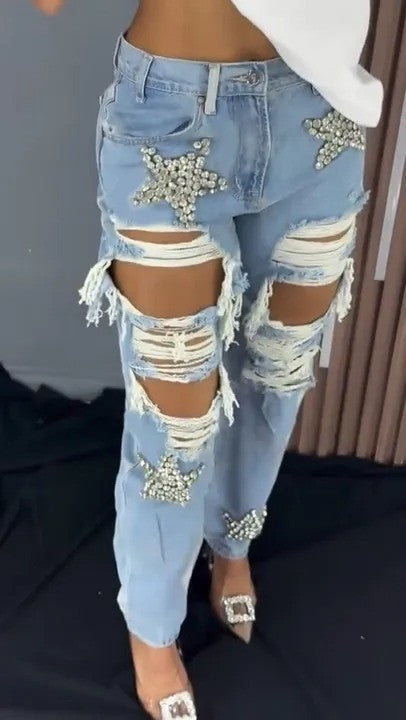 Jeans sparkling stars