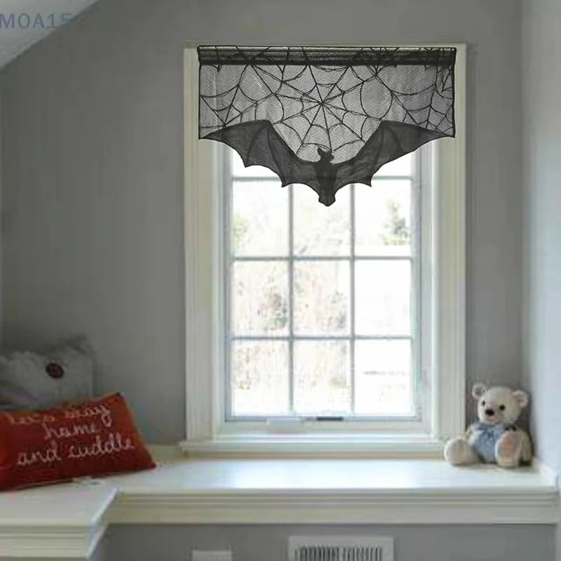 Tenda pizzo Halloween pipistrello 
Copri mensola effetto ragnatela