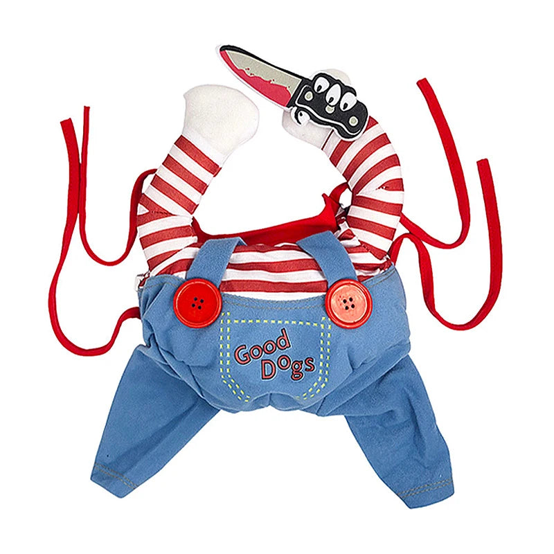 Costume gatto Halloween maniaco col coltello vista frontale su fondo bianco — Dream Shop