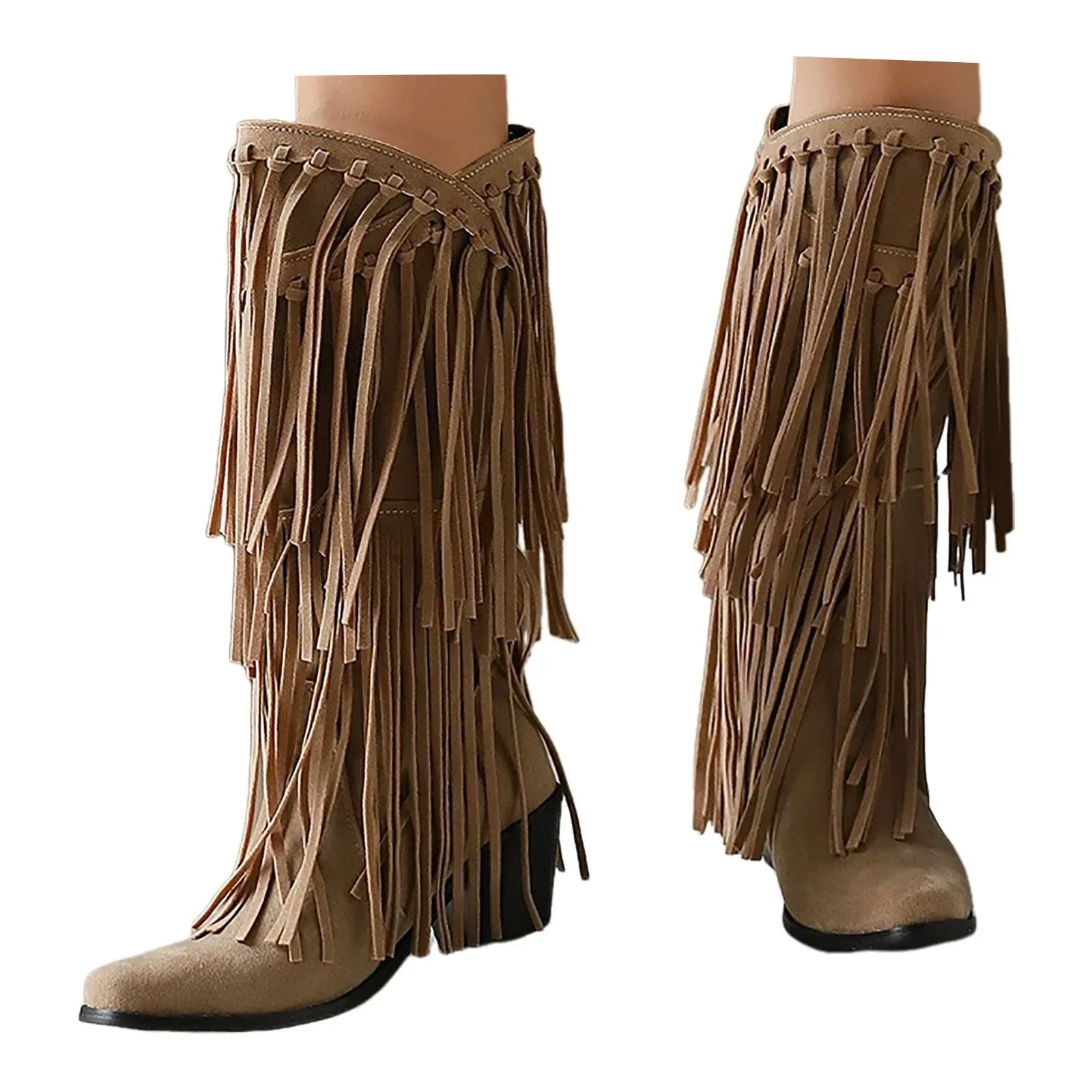 Stivali Texani Dakar con frange — Beige | Dream Shop