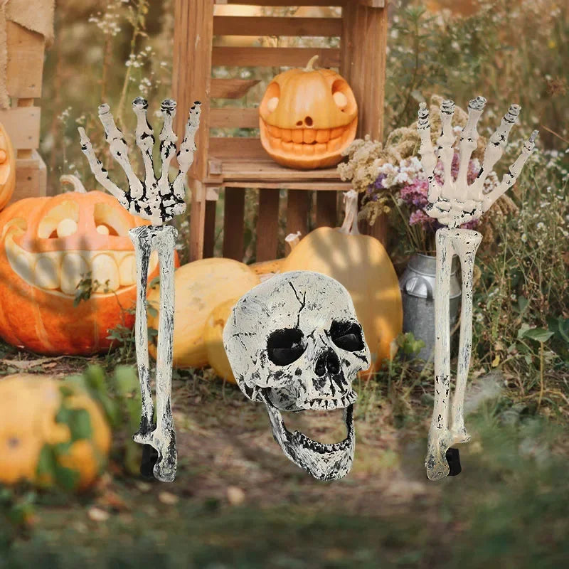Scheletro Halloween mani e teschio 
Decorazione giardino realistica