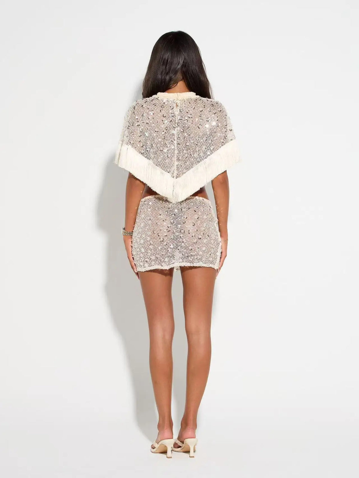 Completo gipsy-chic frange diamanti