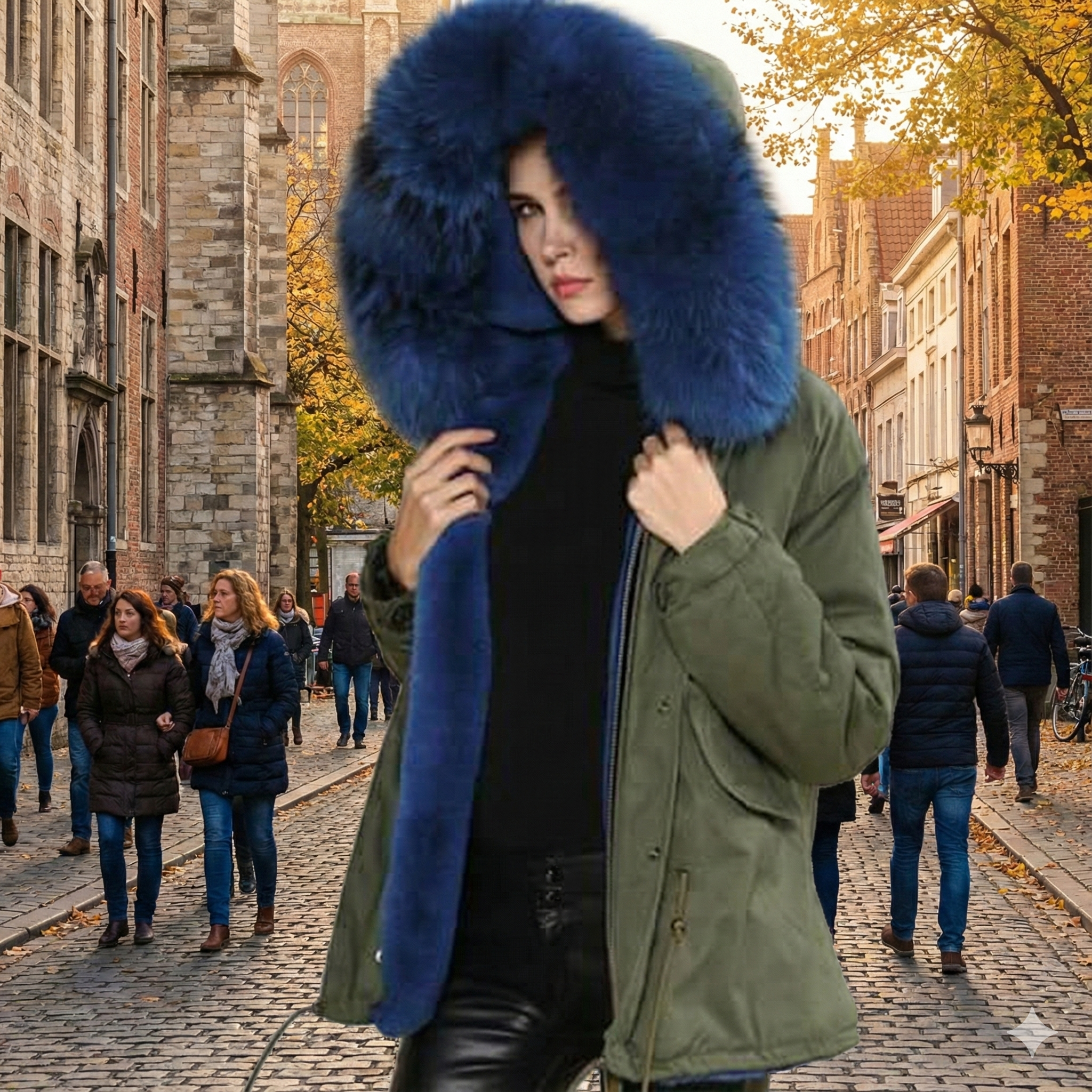 Parka short interior blue