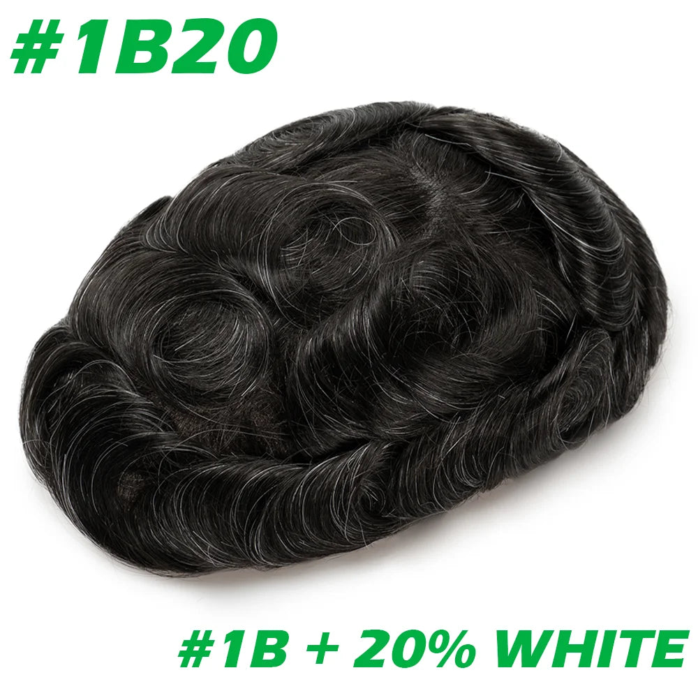 Complément capillaire homme lisse couleur 1B20 Noir avec 20 % de gris | Dream Shop
