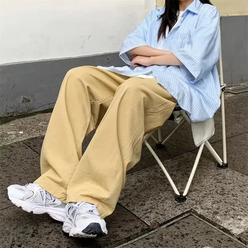 Pantaloni wide leg in denim morbido