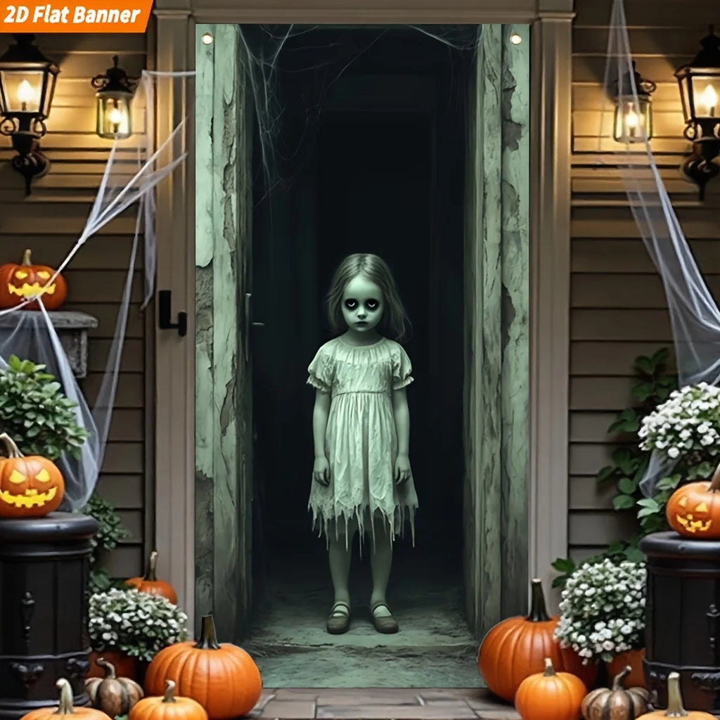 Banner Halloween bambina fantasma con ragnatele — Dream Shop