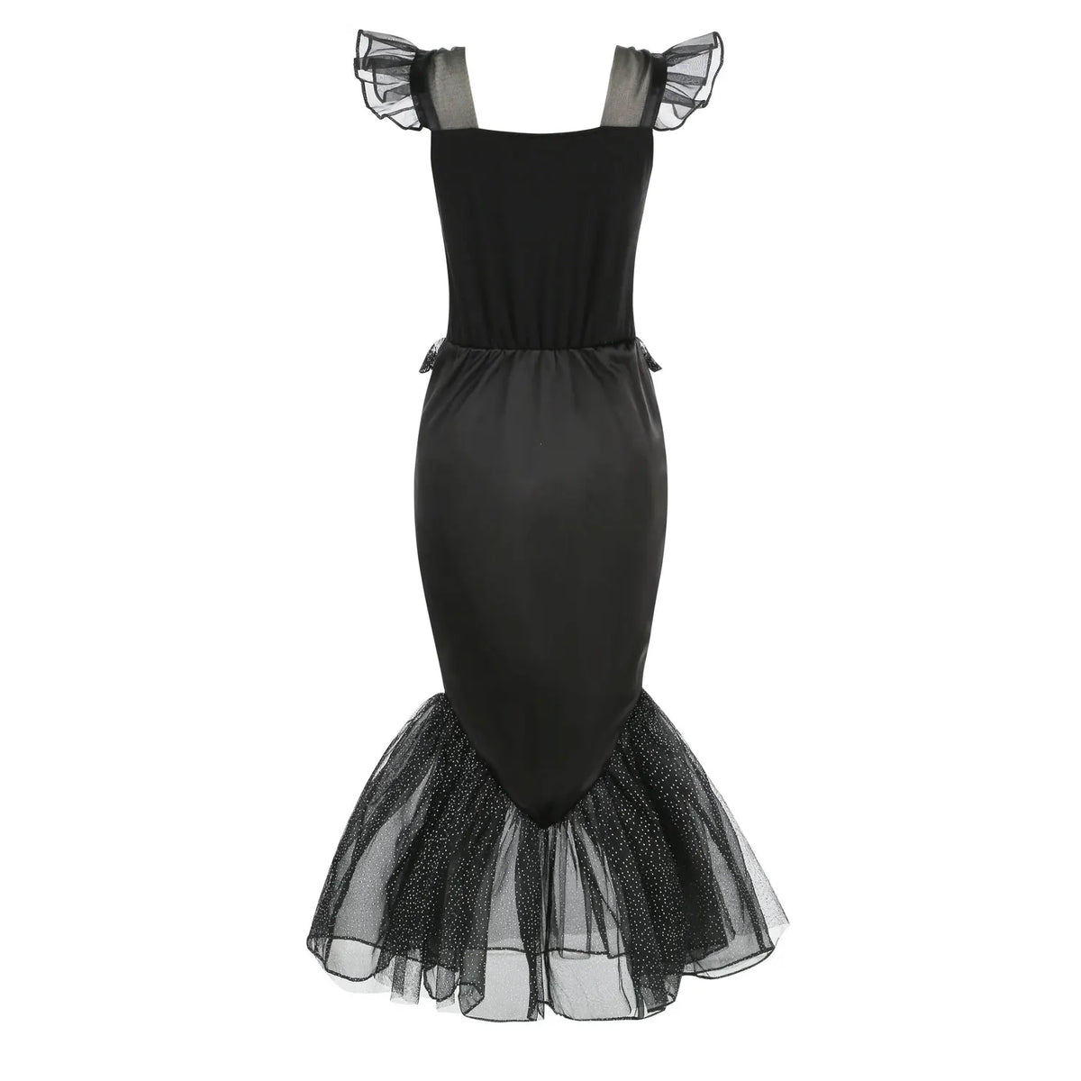 Abito a coda sirena nero con stampa scheletro — Dream Shop