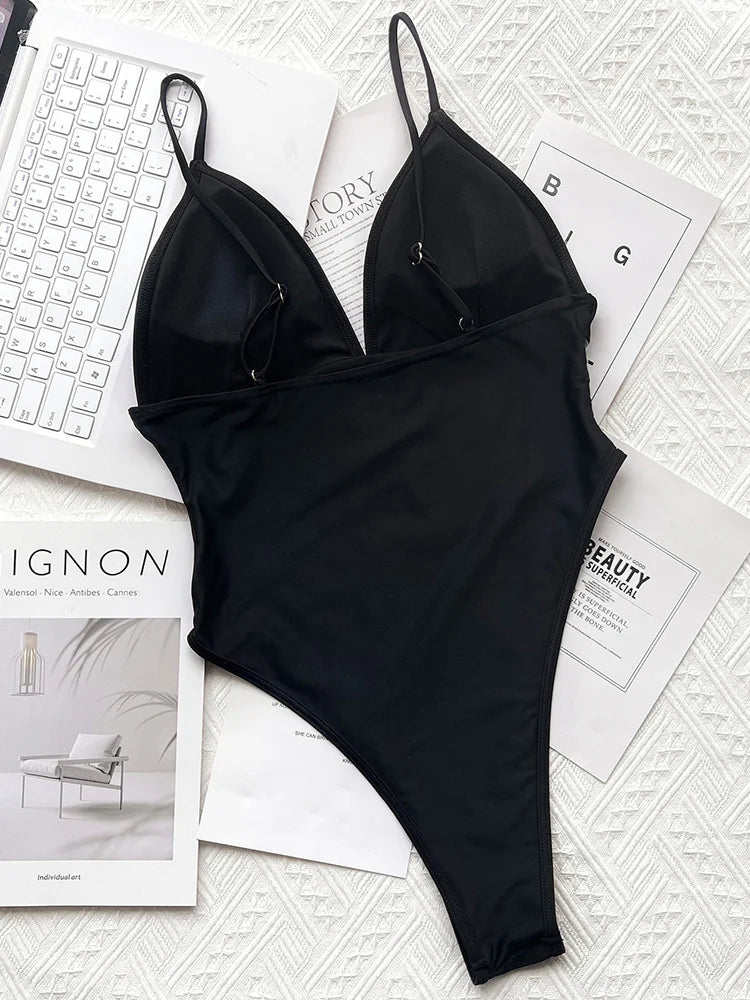 Monokini-body in lycra e tulle effetto nude look