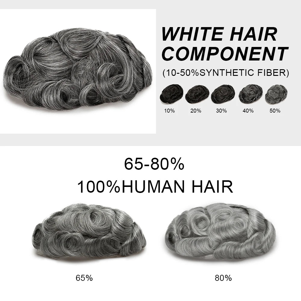 Complément capillaire homme lisse part de blanc des teintes poivre et sel | Dream Shop
