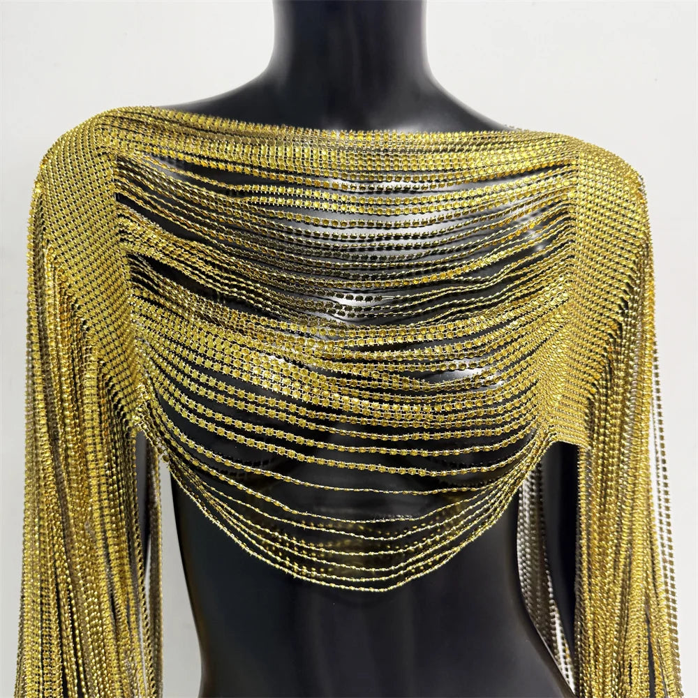 Top catene strass Kyrella oro dettaglio catene scintillanti | Dream Shop