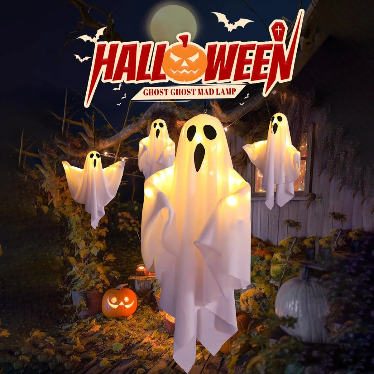 Fantasmi luminosi LED Halloween da appendere in giardino — Dream Shop