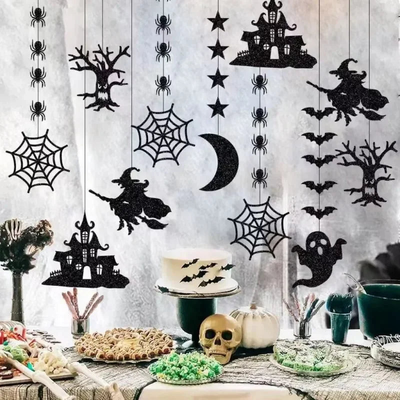 Festoni Halloween su parete con tavolo dolci — Dream Shop