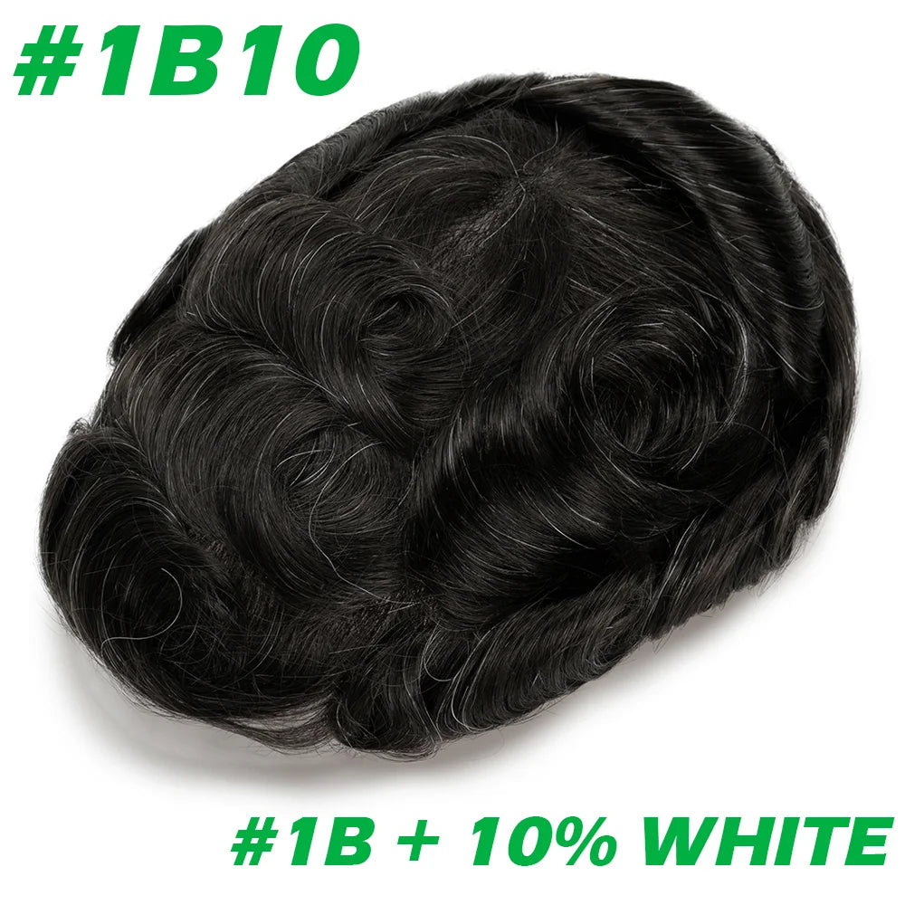 Complément capillaire homme lisse couleur 1B10 Noir avec 10 % de gris | Dream Shop