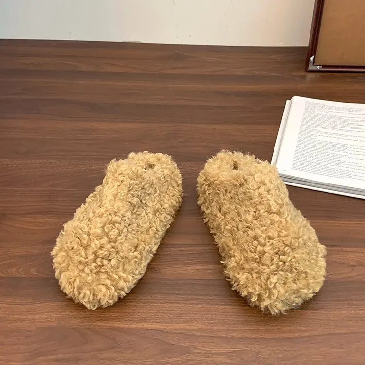 Pantofole in eco pelliccia riccia effetto Mongolia