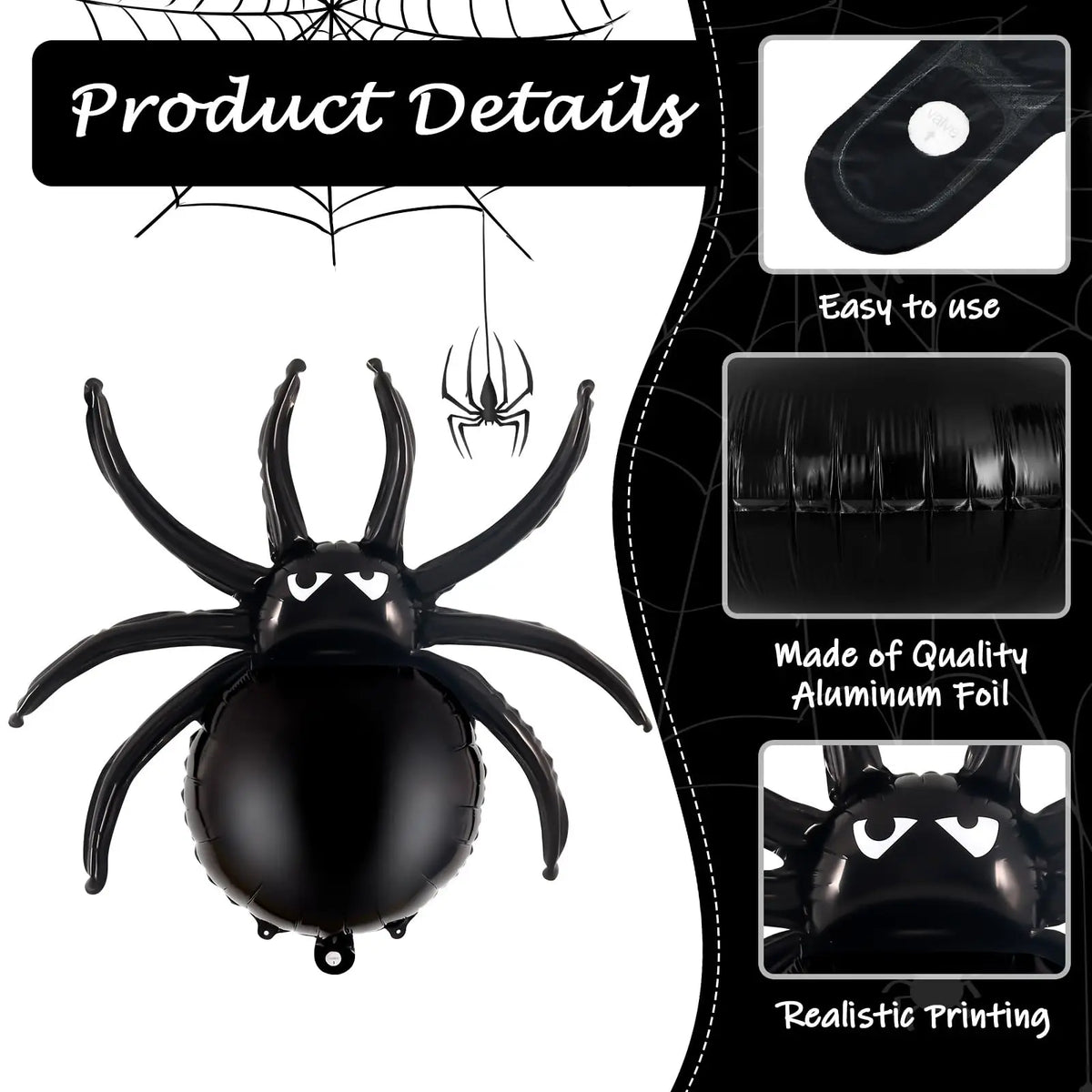 Dettaglio palloncino ragno mylar nero — Dream Shop