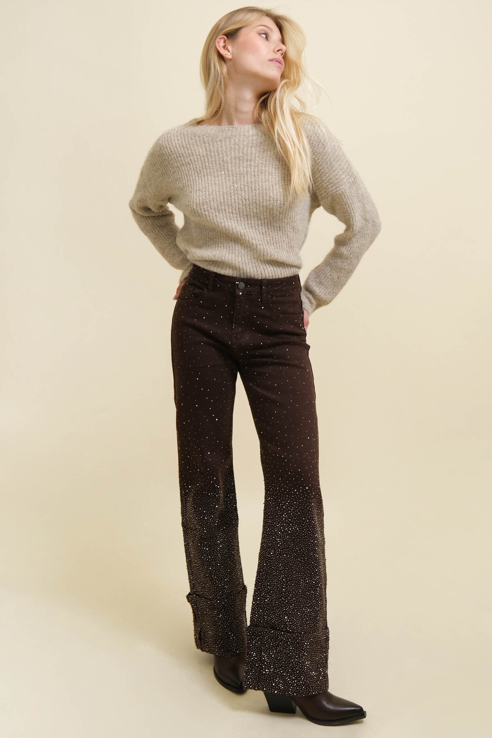 Jeans marrones brillantes