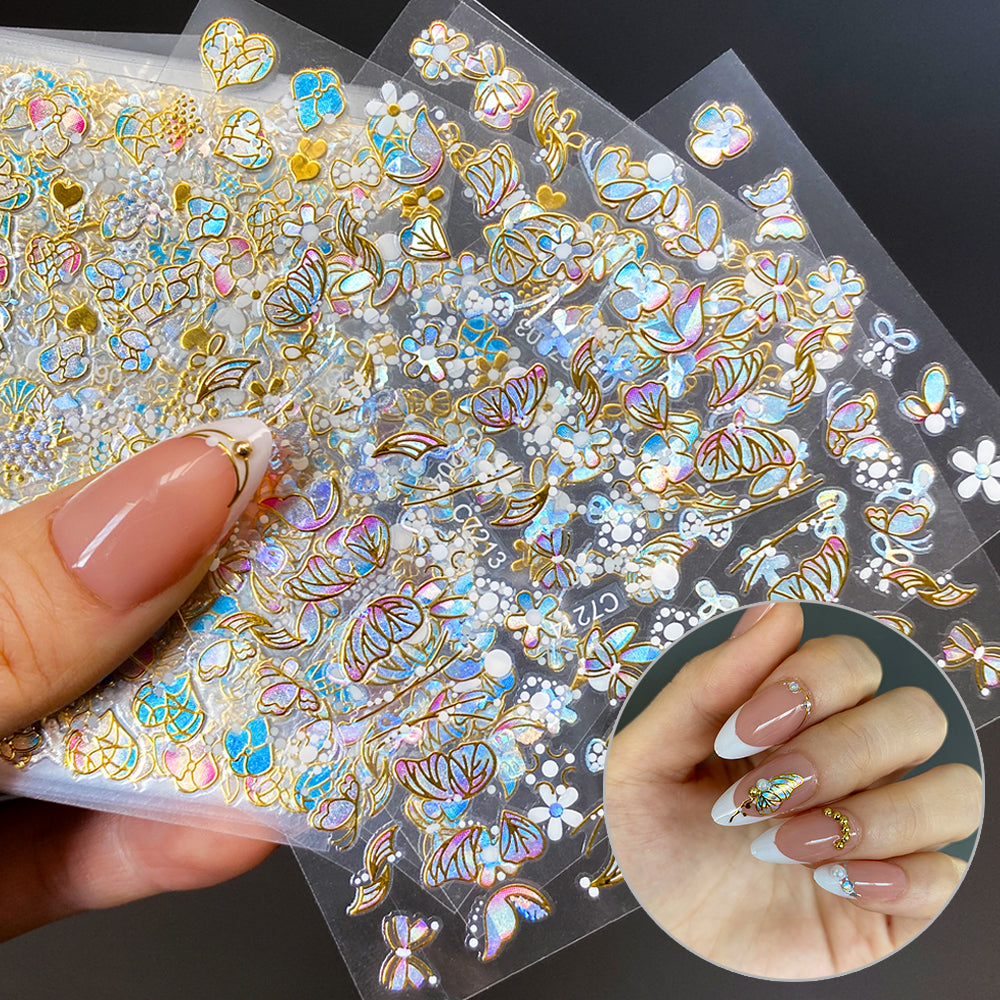 3D flower nail stickers holographic butterflies 20 sheets variant — Dream Shop